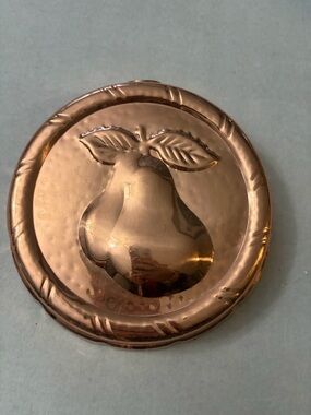 Hammered Copper Fruit Wall Plaque - Pear Motif